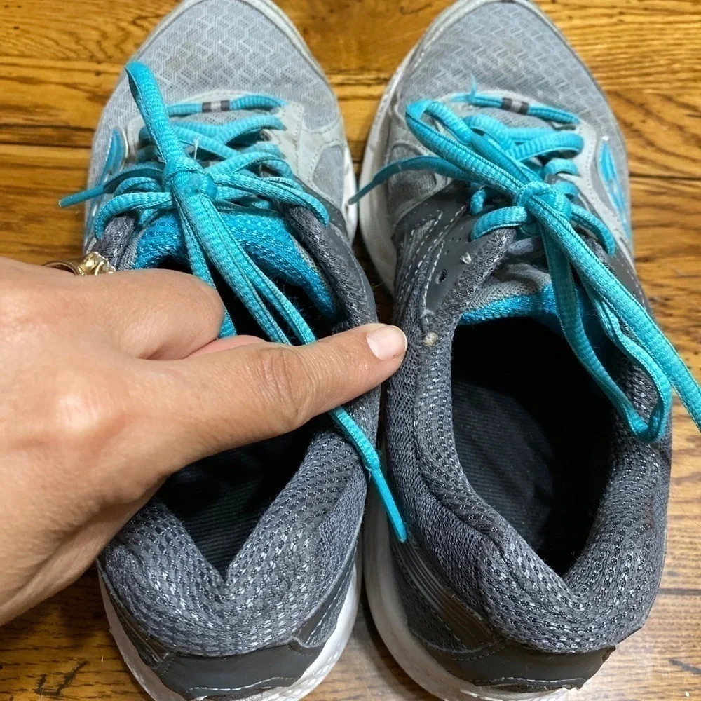 𝅺saucony Grid Cohesion SZ-9.5 Shoes Grey/Teal/White